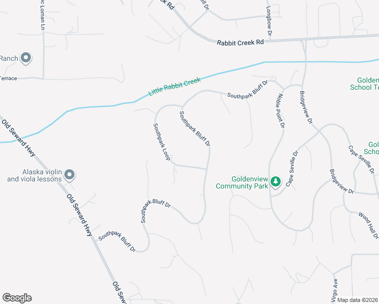 map of restaurants, bars, coffee shops, grocery stores, and more near 4651 Southpark Bluff Drive in Anchorage