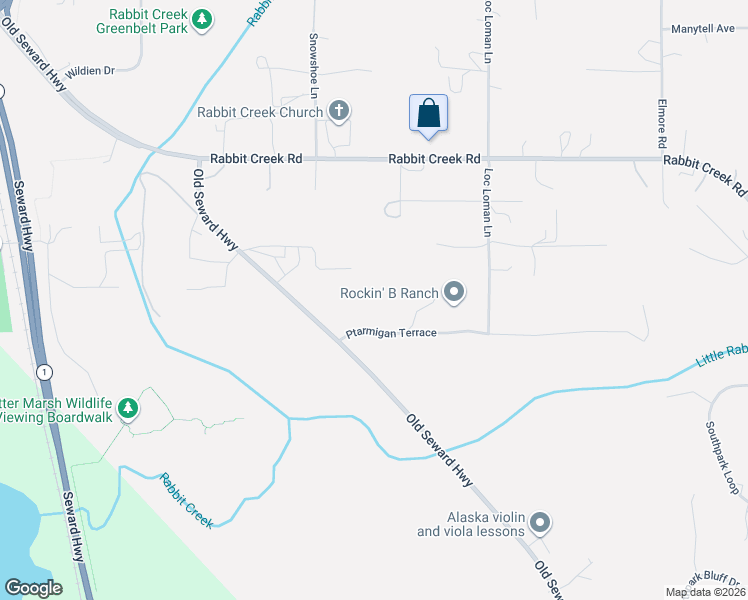 map of restaurants, bars, coffee shops, grocery stores, and more near 3500-3798 Ptarmigan Terrace in Anchorage