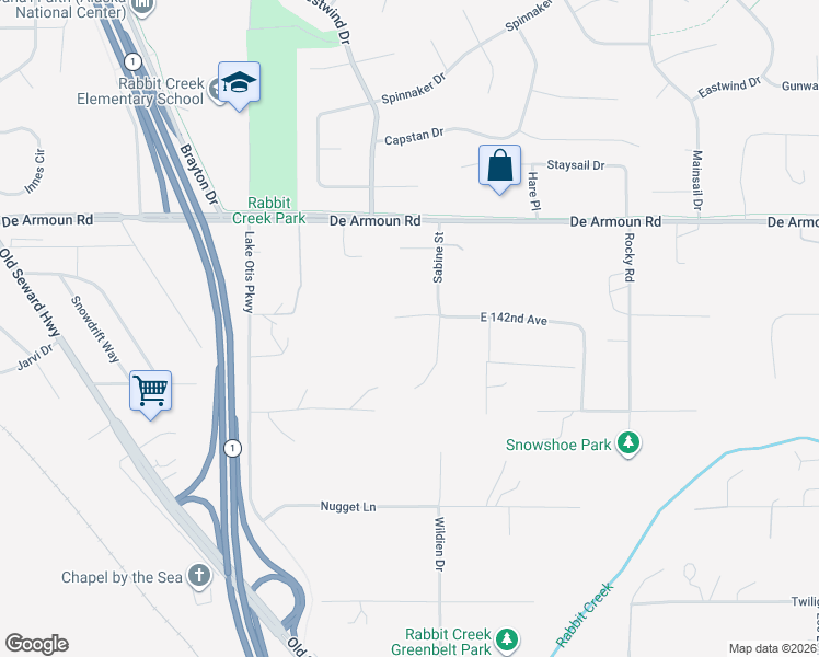 map of restaurants, bars, coffee shops, grocery stores, and more near 2900 East 142nd Avenue in Anchorage
