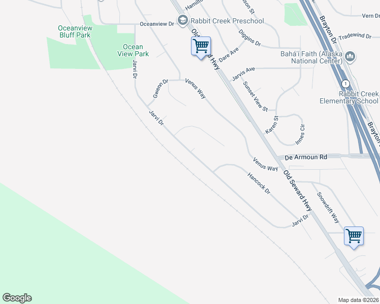 map of restaurants, bars, coffee shops, grocery stores, and more near 13938 Jarvi Drive in Anchorage