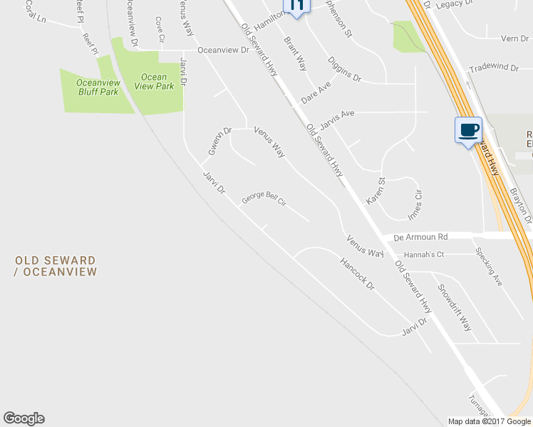 map of restaurants, bars, coffee shops, grocery stores, and more near 13931 Jarvi Drive in Anchorage