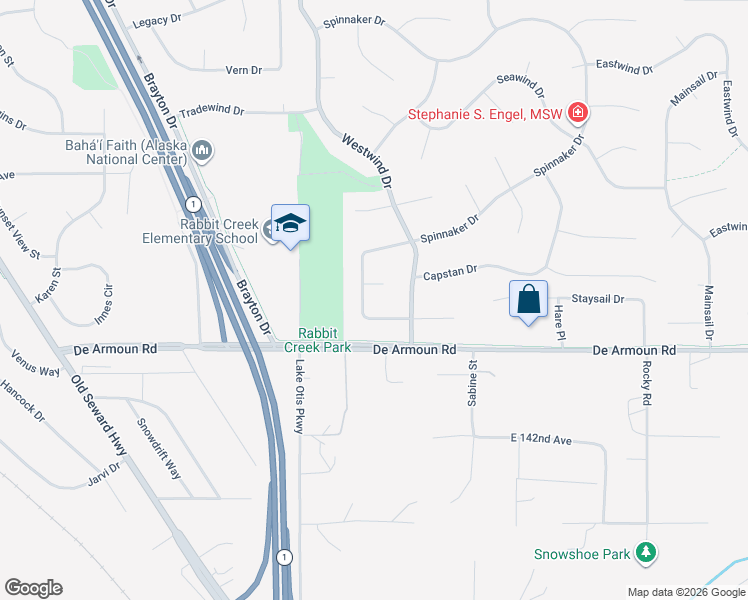 map of restaurants, bars, coffee shops, grocery stores, and more near 2870 Seafarer Loop in Anchorage