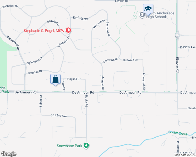 map of restaurants, bars, coffee shops, grocery stores, and more near 3493 Hines Circle in Anchorage