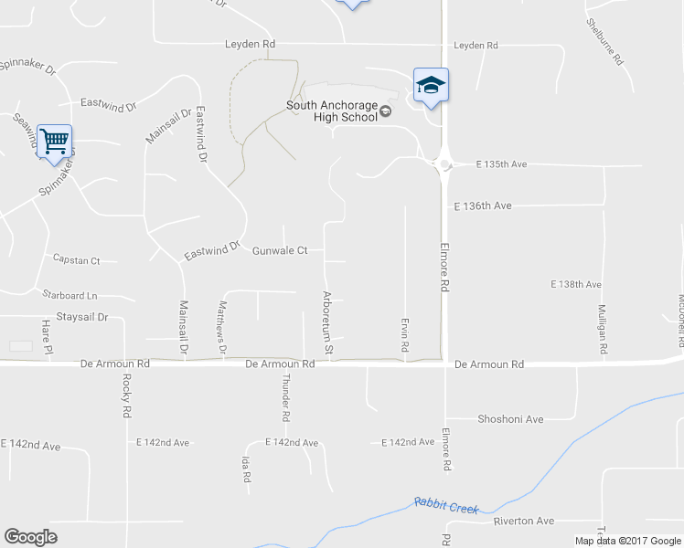 map of restaurants, bars, coffee shops, grocery stores, and more near 3910 Moonstar Circle in Anchorage