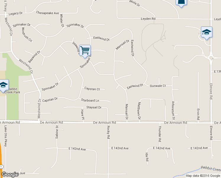 map of restaurants, bars, coffee shops, grocery stores, and more near 3411 Halyards Circle in Anchorage
