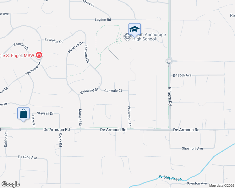 map of restaurants, bars, coffee shops, grocery stores, and more near 3770 Gunwale Court in Anchorage