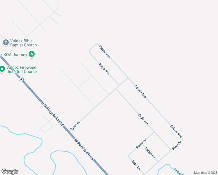 map of restaurants, bars, coffee shops, grocery stores, and more near 3293 Dylen Drive in Valdez