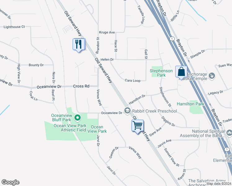 map of restaurants, bars, coffee shops, grocery stores, and more near 13210 Old Seward Highway in Anchorage