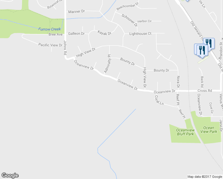 map of restaurants, bars, coffee shops, grocery stores, and more near 540 Oceanview Drive in Anchorage