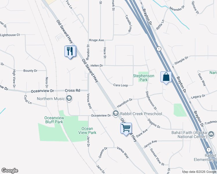 map of restaurants, bars, coffee shops, grocery stores, and more near 13211 Old Seward Highway in Anchorage