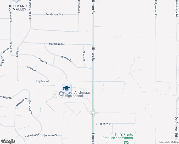 map of restaurants, bars, coffee shops, grocery stores, and more near 4140 Kutcher Drive in Anchorage