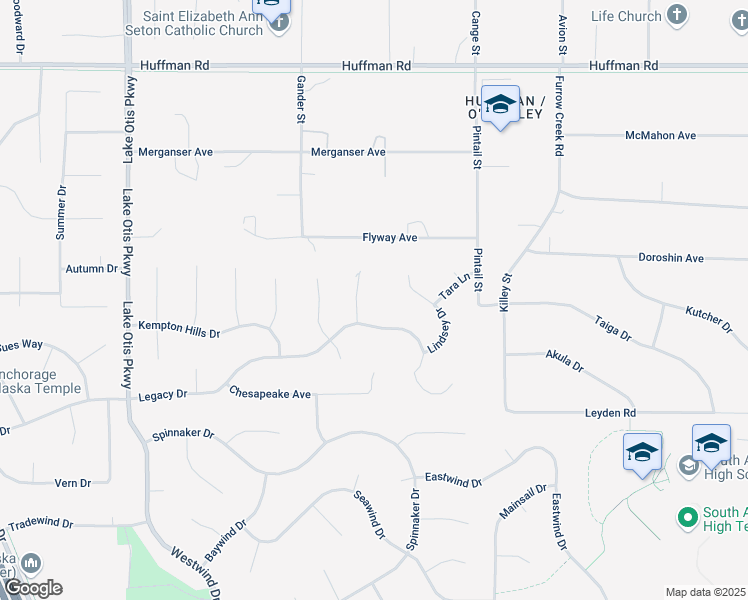 map of restaurants, bars, coffee shops, grocery stores, and more near 12901 Trent Circle in Anchorage