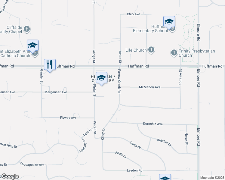 map of restaurants, bars, coffee shops, grocery stores, and more near 12600 Furrow Creek Road in Anchorage