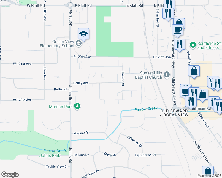 map of restaurants, bars, coffee shops, grocery stores, and more near 470 Dailey Avenue in Anchorage