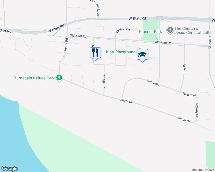 map of restaurants, bars, coffee shops, grocery stores, and more near 12031 Portage Drive in Anchorage