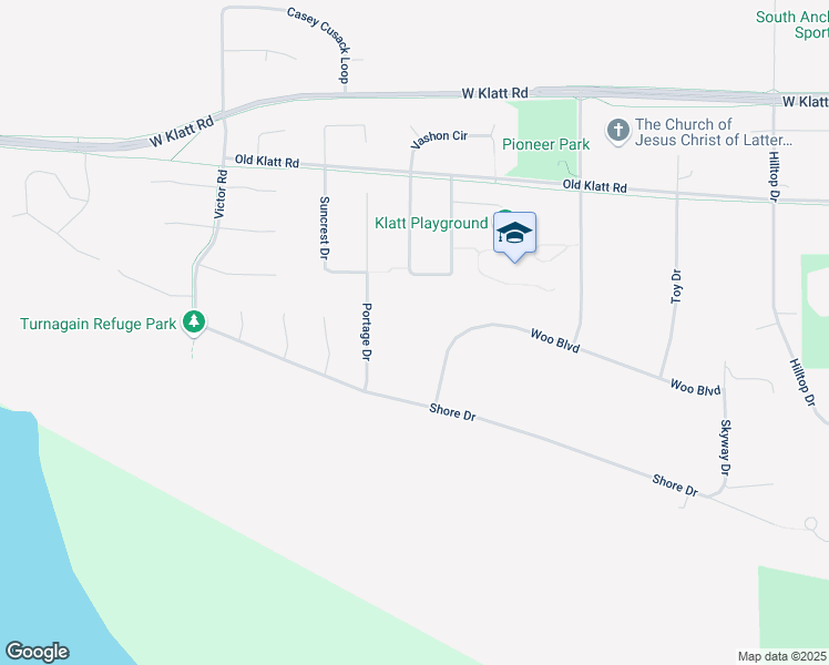 map of restaurants, bars, coffee shops, grocery stores, and more near 1731 Woo Boulevard in Anchorage