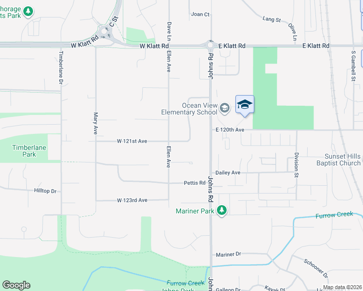 map of restaurants, bars, coffee shops, grocery stores, and more near 194 Ocean Park Drive in Anchorage
