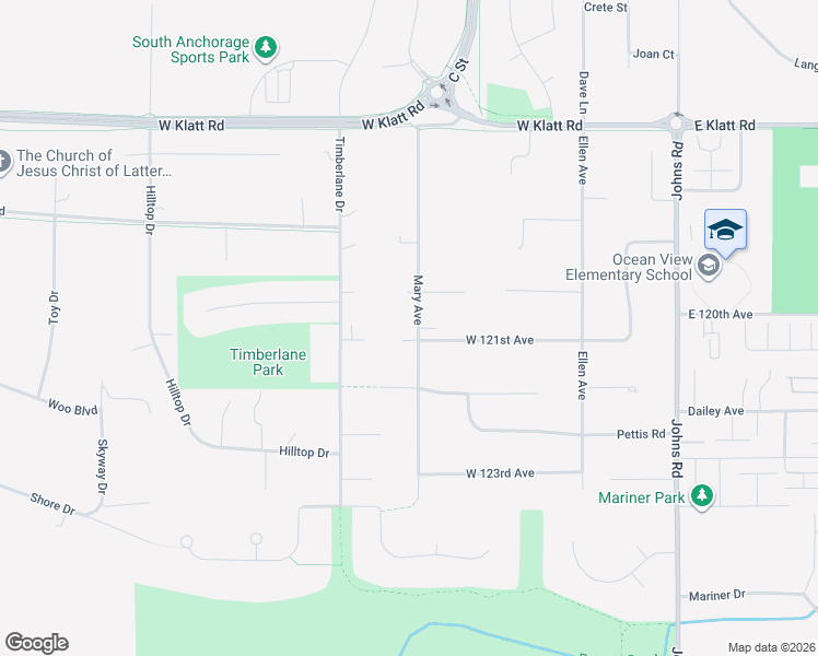 map of restaurants, bars, coffee shops, grocery stores, and more near 501 West 121st Circle in Anchorage
