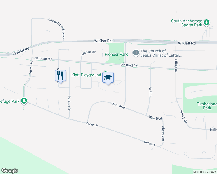 map of restaurants, bars, coffee shops, grocery stores, and more near 11900 Puma Street in Anchorage