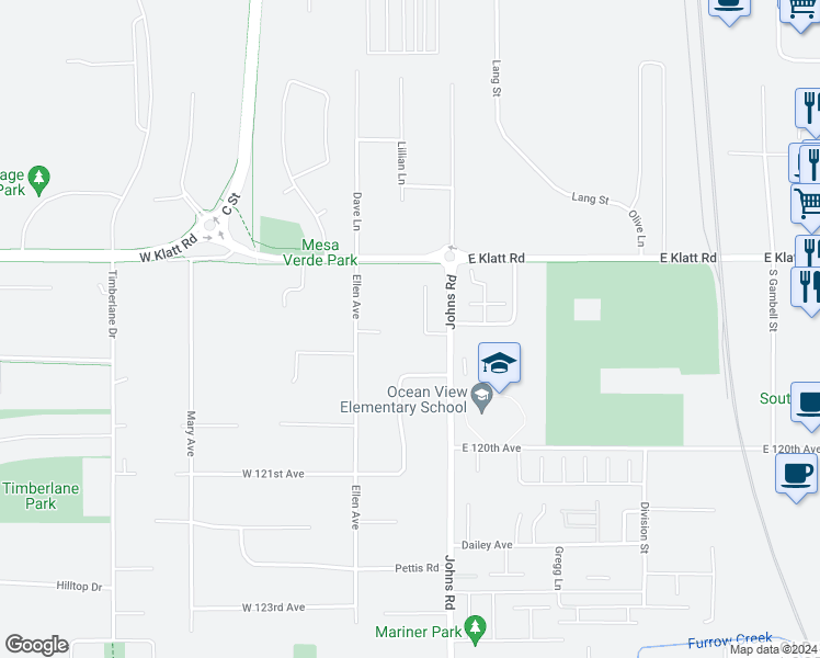 map of restaurants, bars, coffee shops, grocery stores, and more near 11720 Nix Court in Anchorage