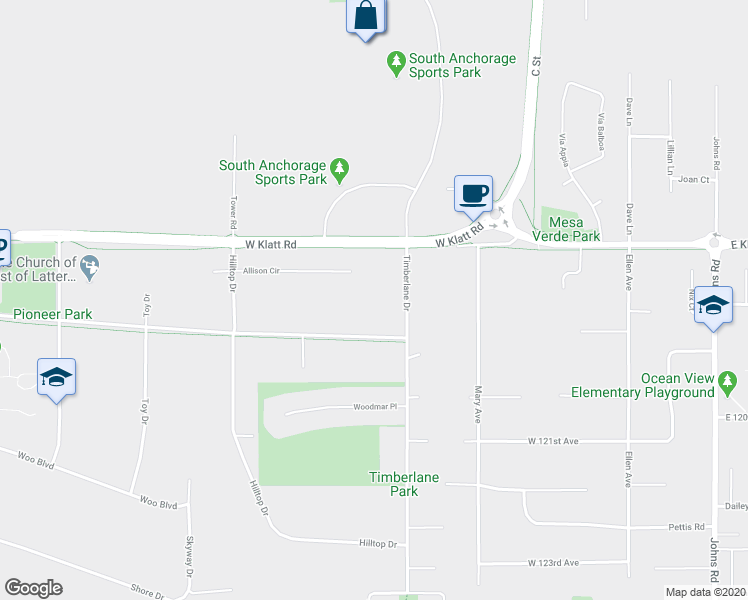 map of restaurants, bars, coffee shops, grocery stores, and more near 741 Old Klatt Road in Anchorage