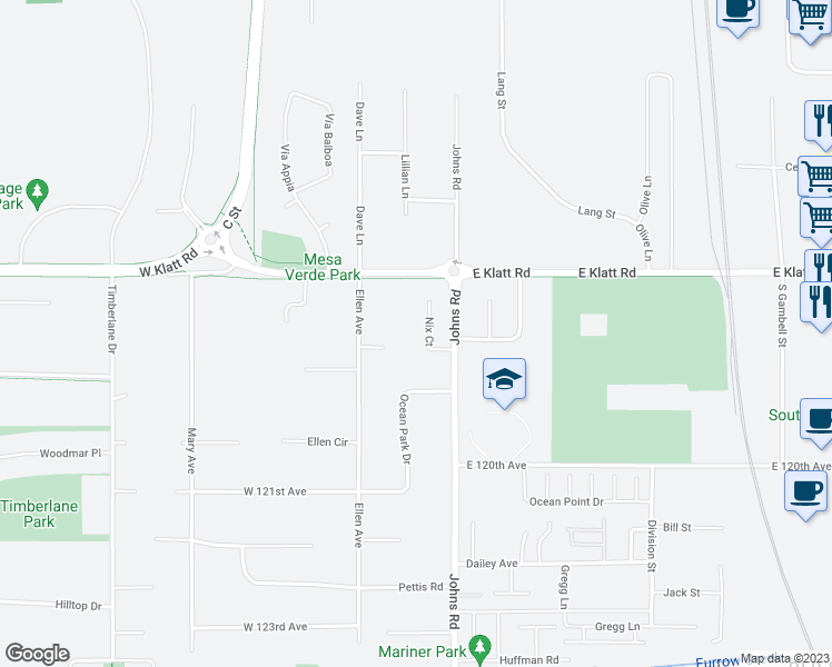 map of restaurants, bars, coffee shops, grocery stores, and more near 11720 Nix Court in Anchorage