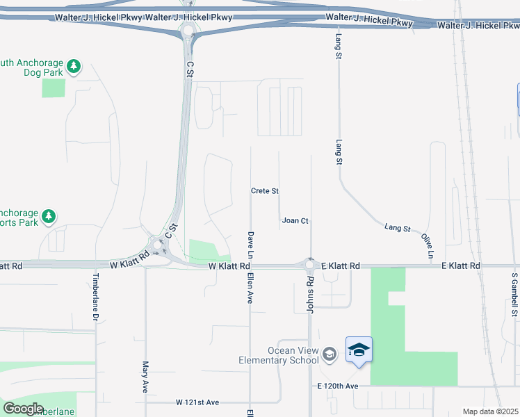 map of restaurants, bars, coffee shops, grocery stores, and more near 11401 David Place in Anchorage