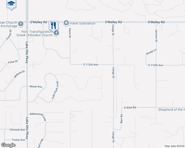 map of restaurants, bars, coffee shops, grocery stores, and more near 3140 Morgan Loop in Anchorage