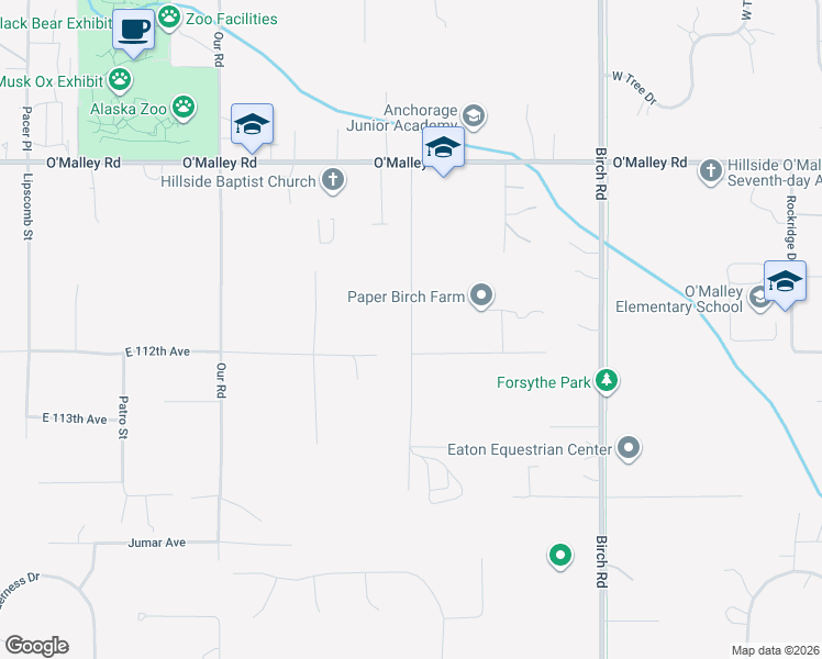 map of restaurants, bars, coffee shops, grocery stores, and more near 11020 Totem Road in Anchorage