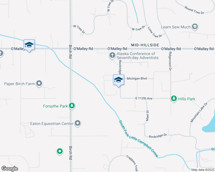 map of restaurants, bars, coffee shops, grocery stores, and more near 11100 Rockridge Drive in Anchorage