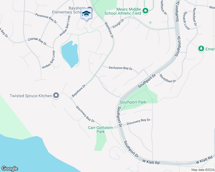 map of restaurants, bars, coffee shops, grocery stores, and more near 2903 Seclusion Cove Drive in Anchorage