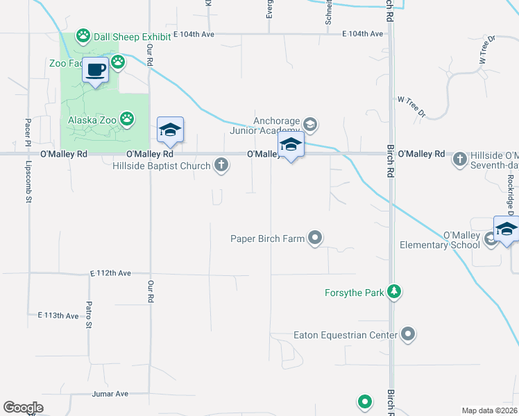 map of restaurants, bars, coffee shops, grocery stores, and more near 10800 Totem Road in Anchorage