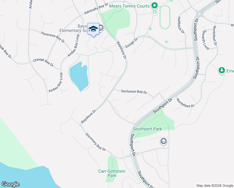 map of restaurants, bars, coffee shops, grocery stores, and more near 3119 Seclusion Bay Drive in Anchorage