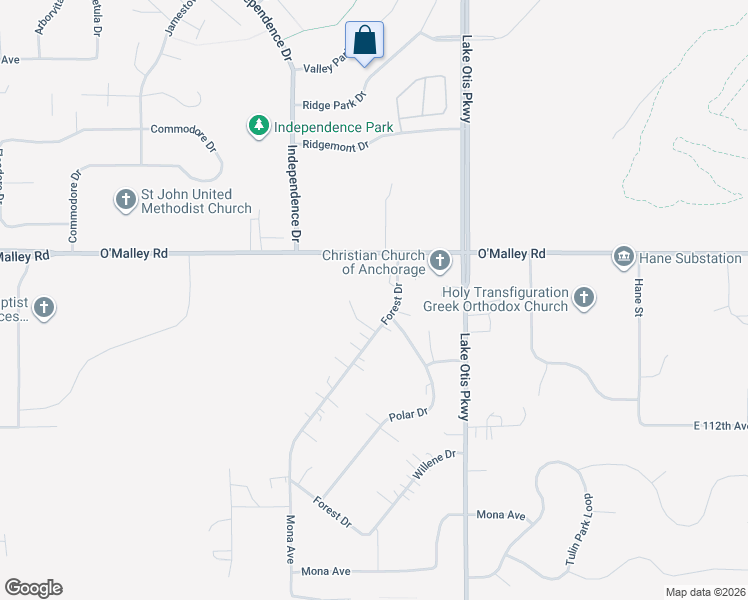 map of restaurants, bars, coffee shops, grocery stores, and more near 10900 Forest Drive in Anchorage
