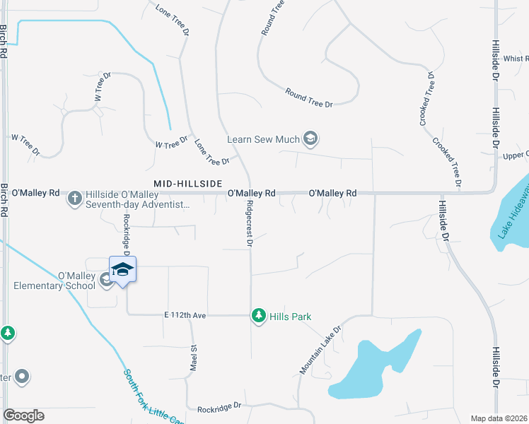 map of restaurants, bars, coffee shops, grocery stores, and more near 10911 Ridgecrest Drive in Anchorage