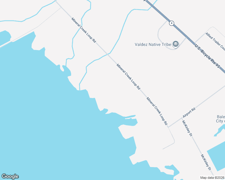 map of restaurants, bars, coffee shops, grocery stores, and more near Mineral Creek Loop Road in Valdez