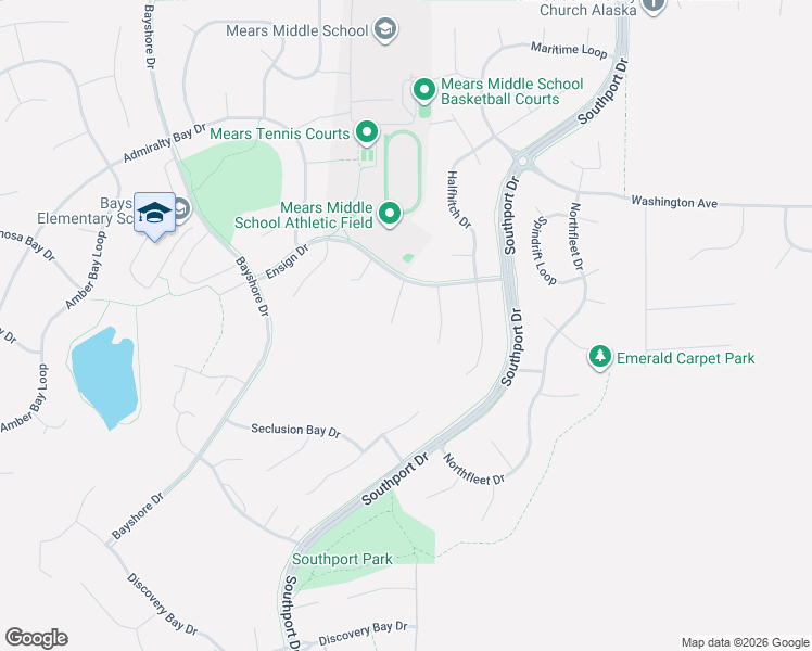 map of restaurants, bars, coffee shops, grocery stores, and more near 10663 Brigantine Circle in Anchorage