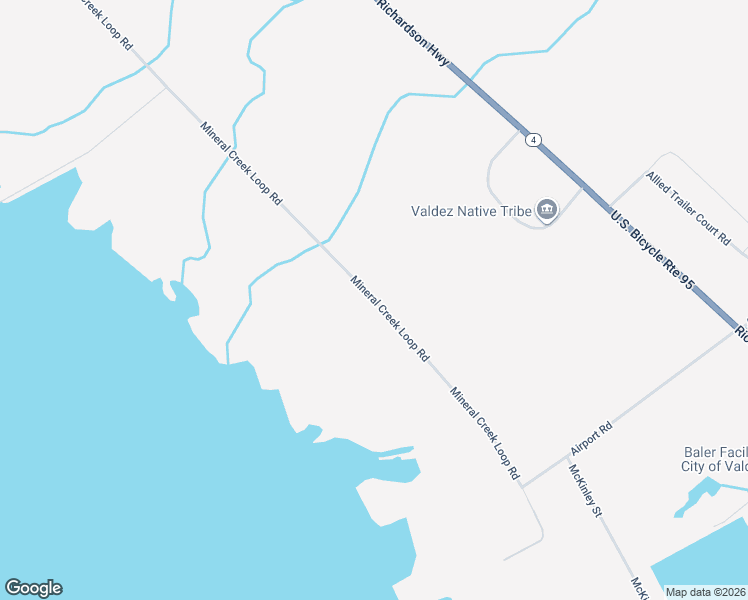 map of restaurants, bars, coffee shops, grocery stores, and more near 1739 Mineral Creek Loop Road in Valdez