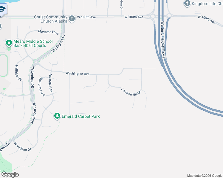 map of restaurants, bars, coffee shops, grocery stores, and more near 1904 Concord Hill Drive in Anchorage