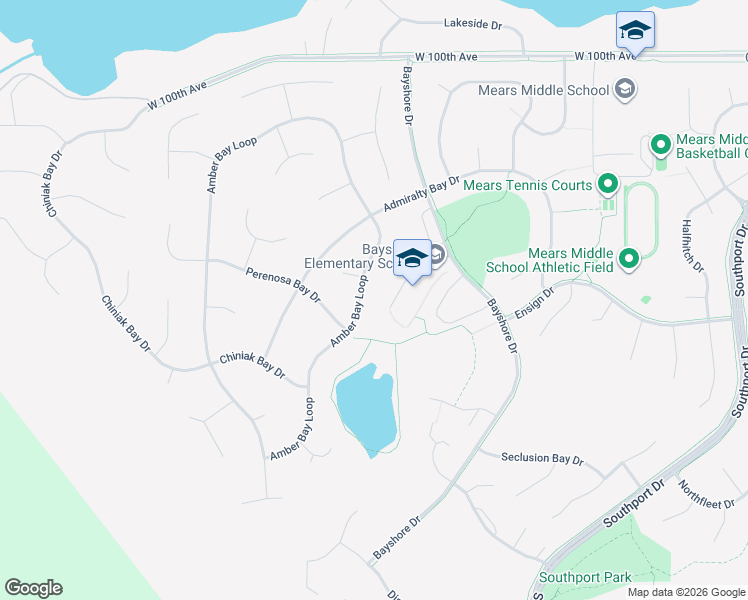 map of restaurants, bars, coffee shops, grocery stores, and more near 10500 Bayshore Drive in Anchorage