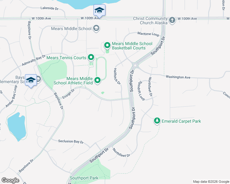map of restaurants, bars, coffee shops, grocery stores, and more near 2609 Frigate Circle in Anchorage