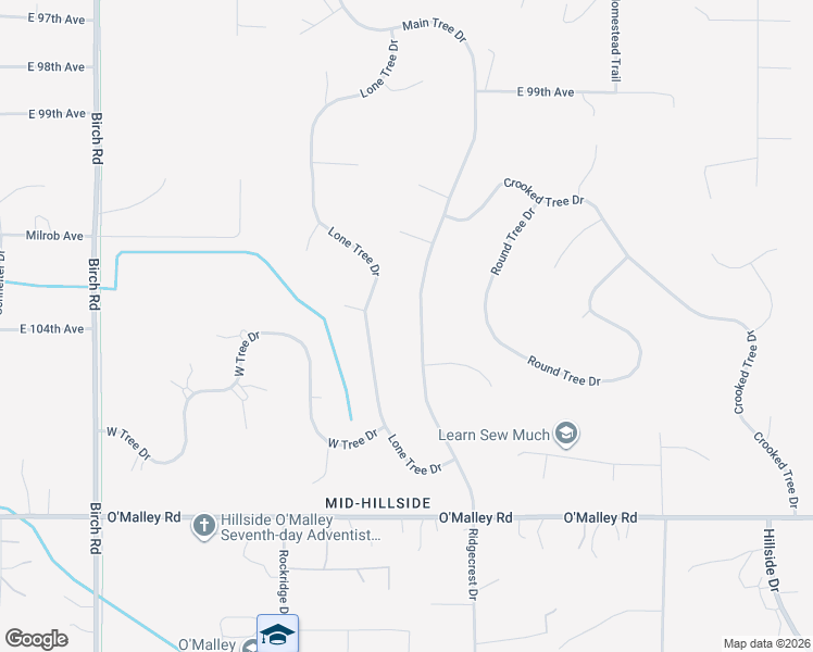 map of restaurants, bars, coffee shops, grocery stores, and more near 10404 Main Tree Drive in Anchorage