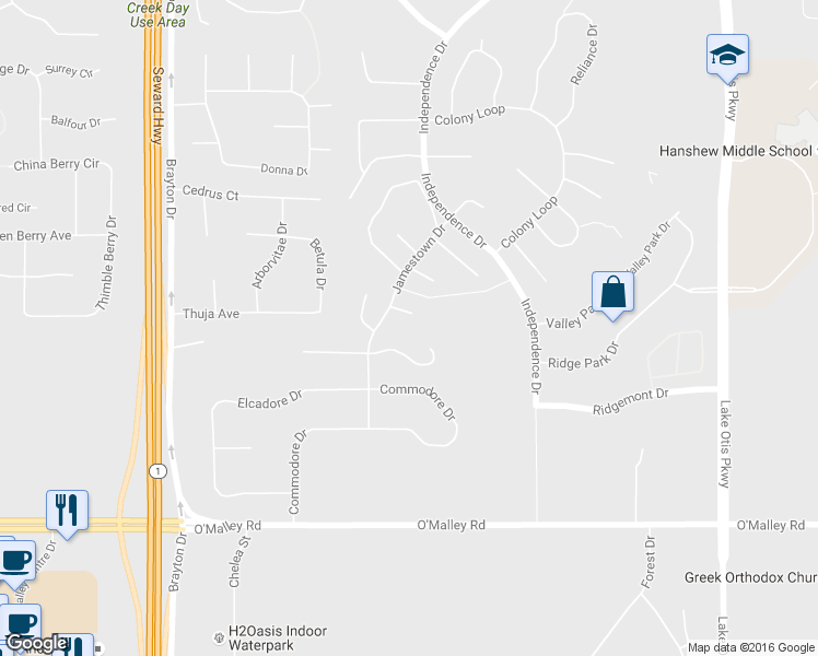 map of restaurants, bars, coffee shops, grocery stores, and more near 1910 Marthas Vineyard Circle in Anchorage