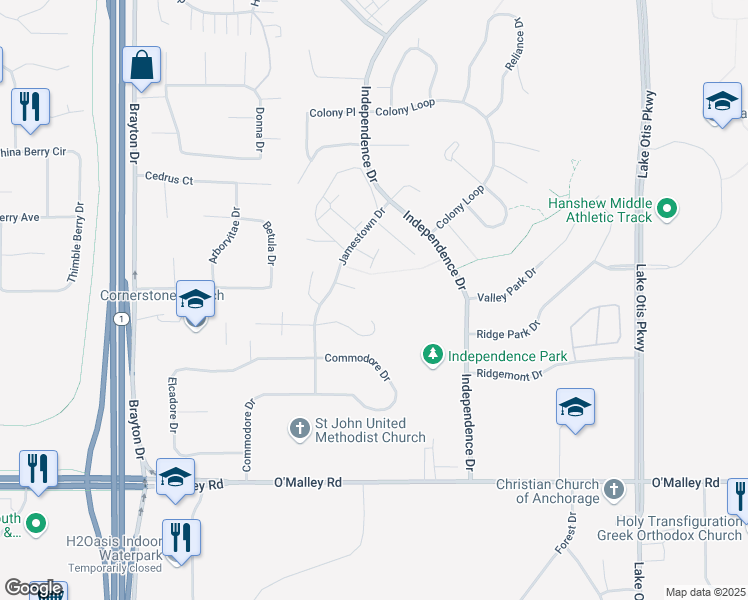 map of restaurants, bars, coffee shops, grocery stores, and more near 1940 Marthas Vineyard Circle in Anchorage