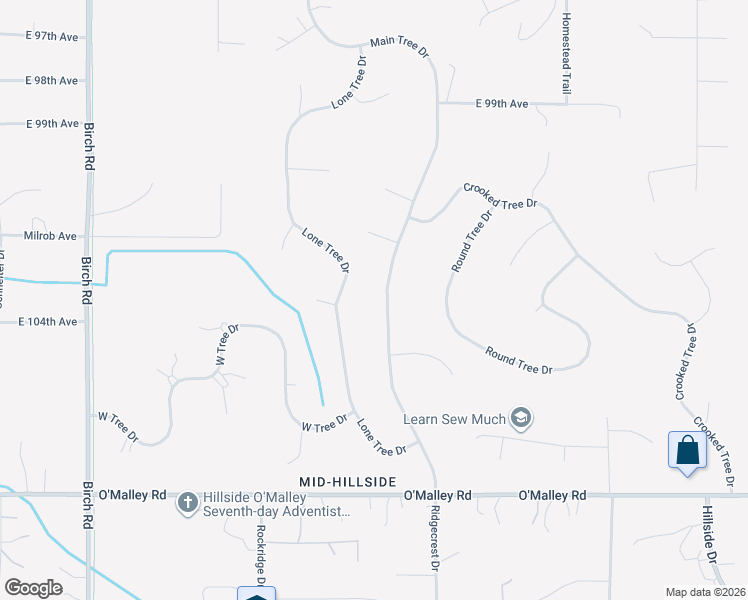 map of restaurants, bars, coffee shops, grocery stores, and more near 10404 Main Tree Drive in Anchorage