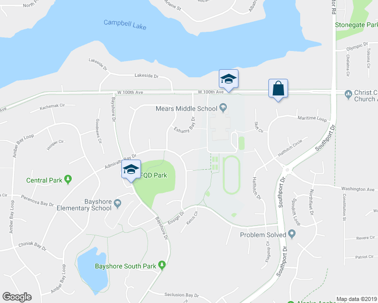 map of restaurants, bars, coffee shops, grocery stores, and more near 2931 Rocky Bay Circle in Anchorage