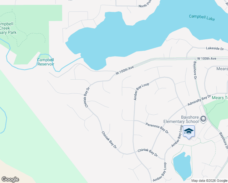map of restaurants, bars, coffee shops, grocery stores, and more near 10177 Voyager Circle in Anchorage