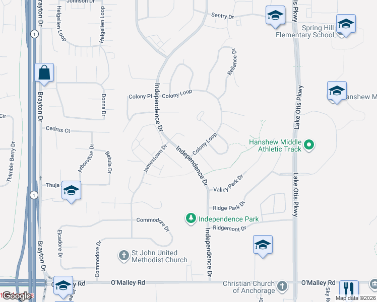 map of restaurants, bars, coffee shops, grocery stores, and more near 10220 Tartan Circle in Anchorage