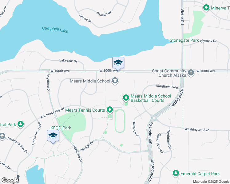 map of restaurants, bars, coffee shops, grocery stores, and more near 2700 West 100th Avenue in Anchorage