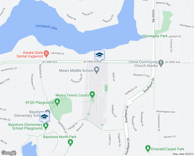 map of restaurants, bars, coffee shops, grocery stores, and more near 2700 West 100th Avenue in Anchorage